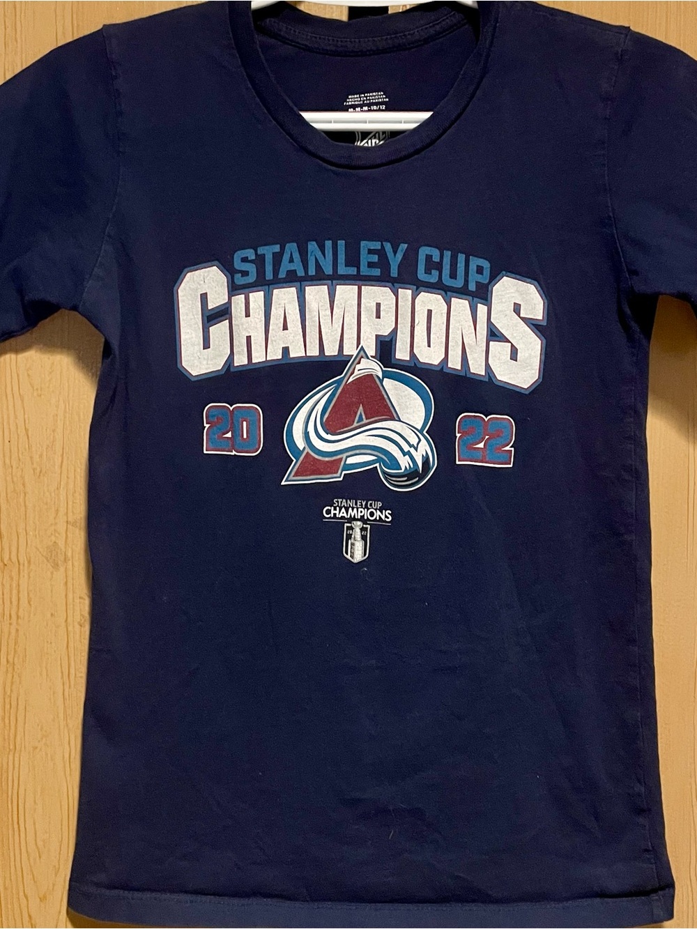 NHL Navy Colorado Avalanche 2022 Stanley Cup Champions Kids T‑Shirt